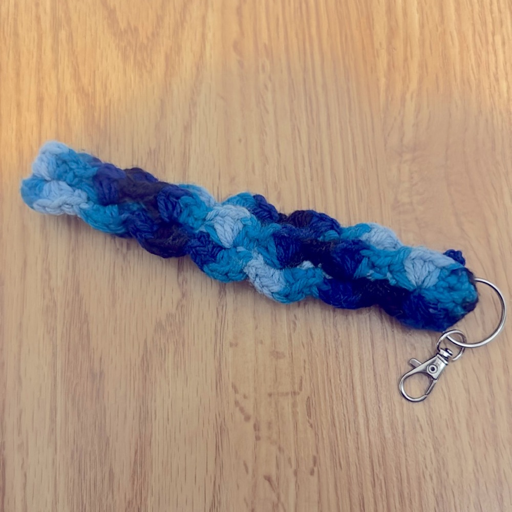 Crocheted keychain wrist lanyard